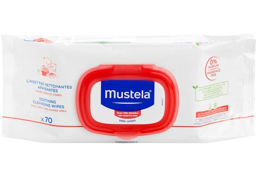 Mustela Cleansing Wipes Sensitive, Həssas dəri üçün nəm salfetlər, 70 ədəd