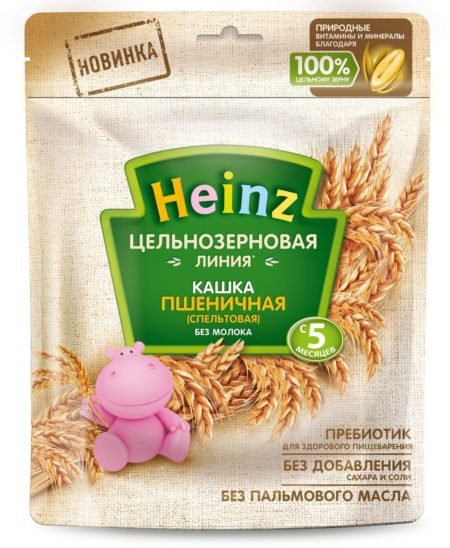 Каша Heinz безмолочная цельнозерновая пшеничная (с 5 месяцев) 180 г