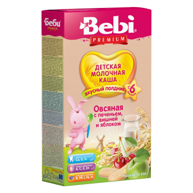 Bebi oatmeal porridge with cookies, cherries and apples (from 6 months)