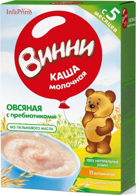 Каша Винни молочная овсяная с пребиотиками (с 5 месяцев) 200 г