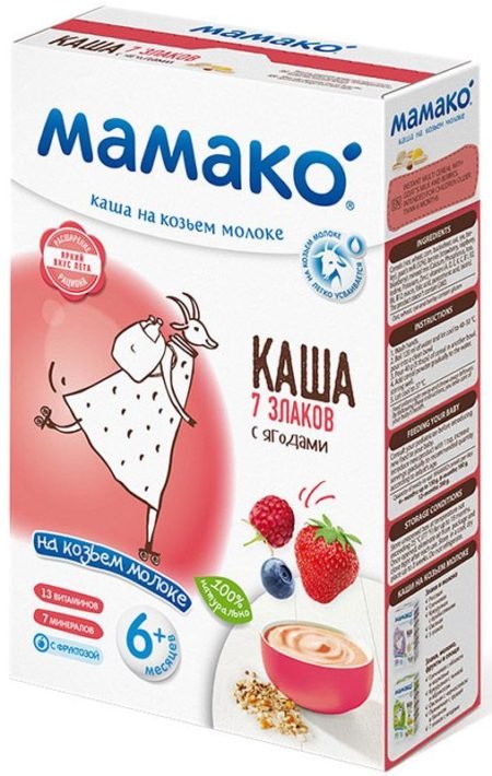 МАМАКО Каша 7 злаков с ягодами на козьем молоке, 200 г
