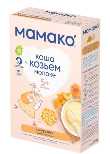 Мамако каша кукурузная с тыквой и абрикосом на козьем молоке, 200 г