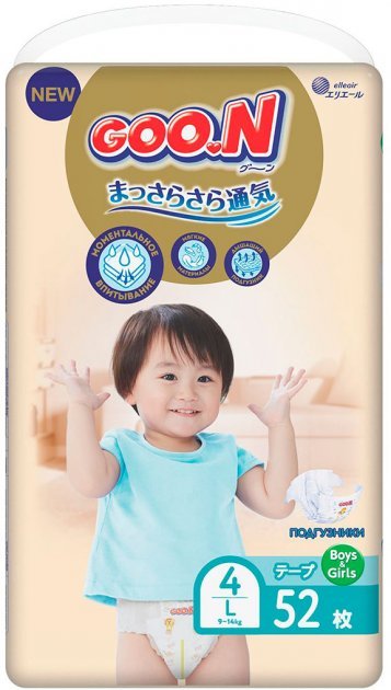 Diapers Goo.N Premium Soft size 4 L (9-14 kg) unisex 52 pcs