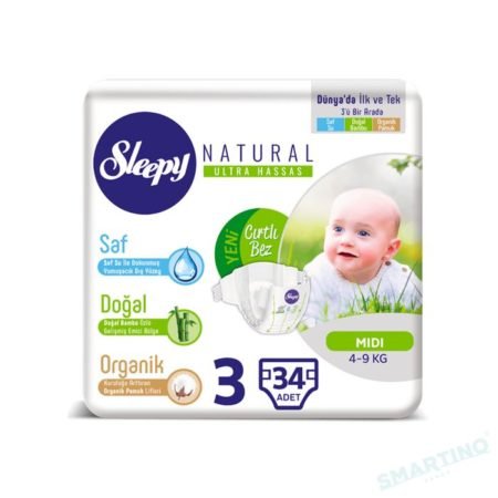 Sleepy подгузники Natural Ultra Sensitive 3 (4-9 кг) 34 шт.