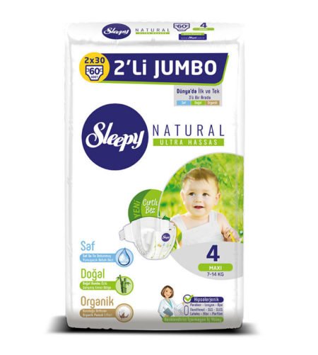 Sleepy подгузники Natural Ultra Sensitive 4 (7-14 кг) 60 шт.