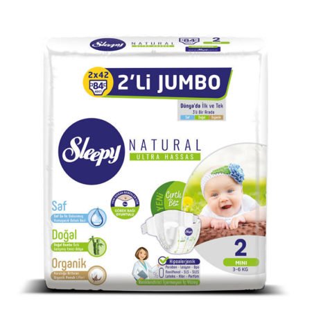 Sleepy подгузники Natural Ultra Sensitive 2 (3-6 кг) 84 шт.