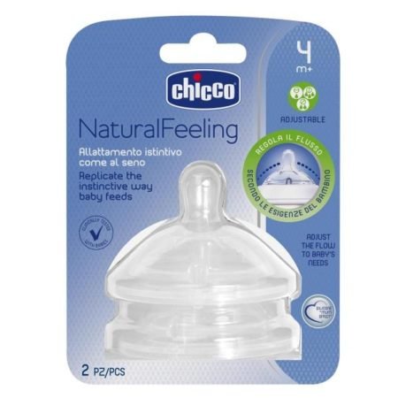 Chicco Соска силиконовая Natural Feeling 4м+ регулируемый поток 2шт.