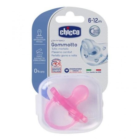 Chicco Пустышка Physio Soft, силикон, 6-12 мес. розовая