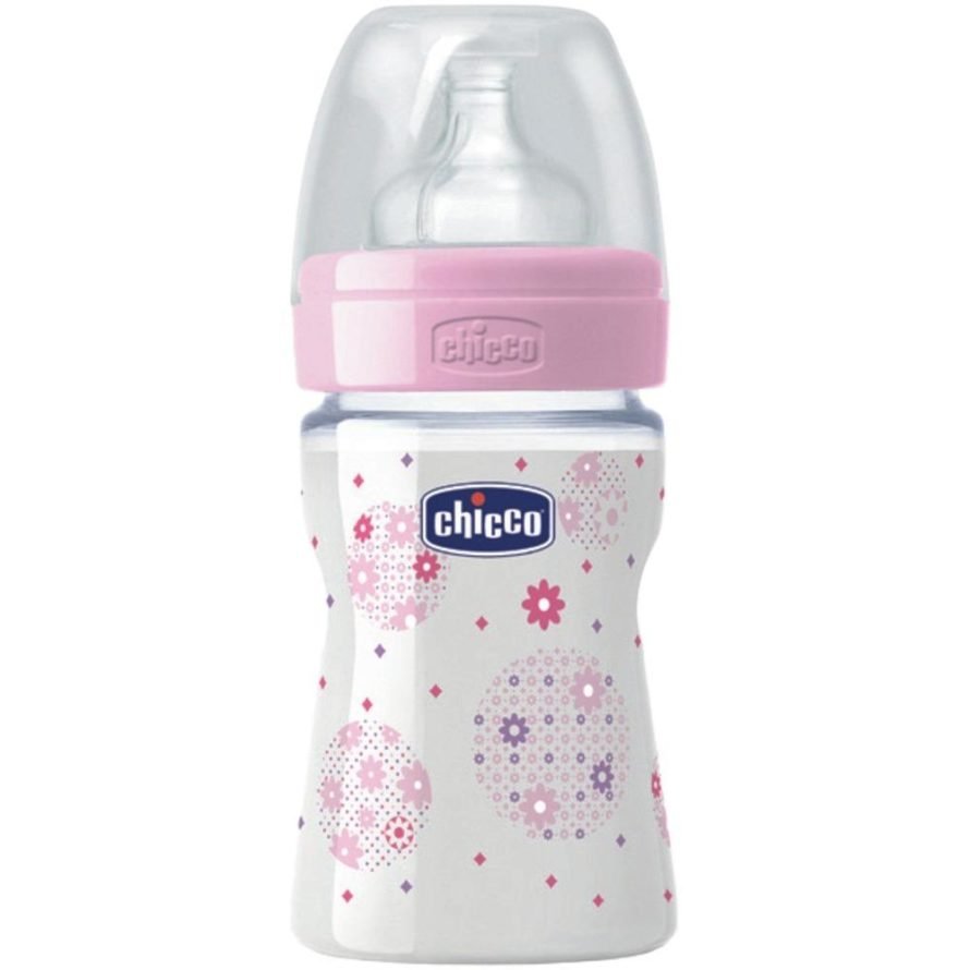Chicco Бутылочка для кормления с силиконовой соской Well-Being Girl от 0 месяцев 150 мл