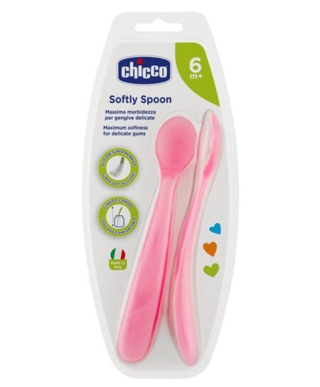Chicco Soft qızlar üçün qidalanma üçün silikon  yumşaq qaşıq