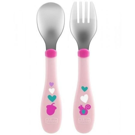 Chicco set spoon, fork girl