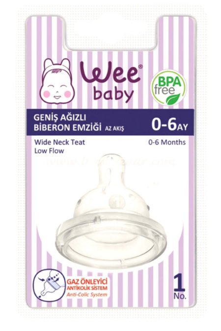 WEE BABY 828 Соска для бутылочек для кормления Широкий рот Вишневый наконечник