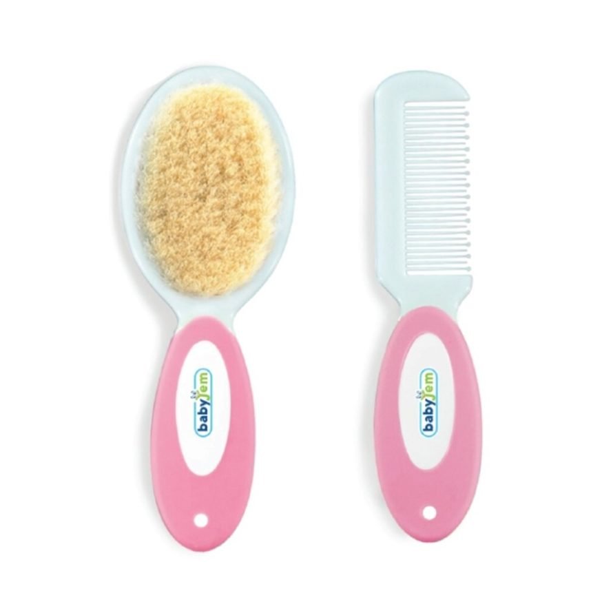 BABY JEM Set with natural bristles pink