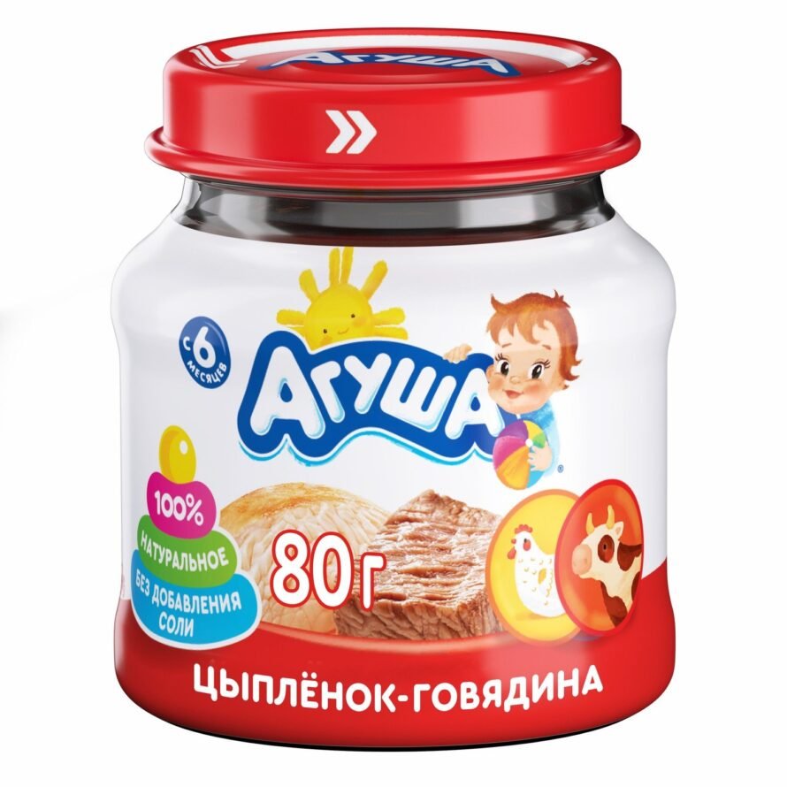 Agusha püresi toyuq mal əti 100 gr