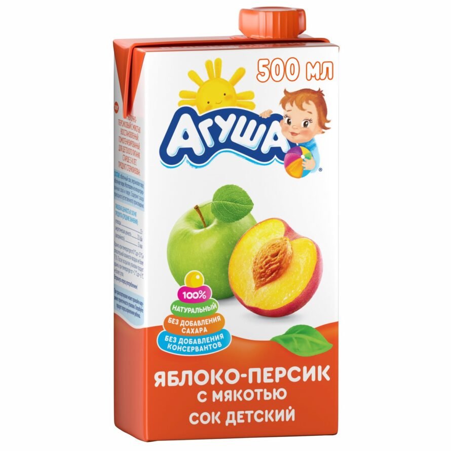 Agusha şirəsi alma şaftalı 500 ml