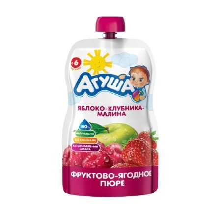 Agusha püresi Spider alma çiyələk moruq 90 gr