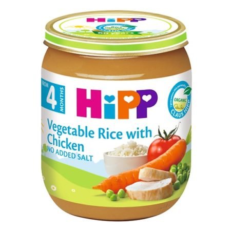 Hipp mashed chicken in rice = vegetable cream 125 gr