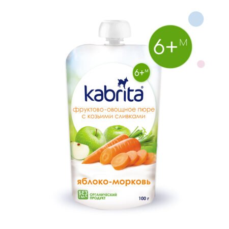 Пюре для детей Kabrita «Яблоко-морковь», с козьими сливками, 100 г