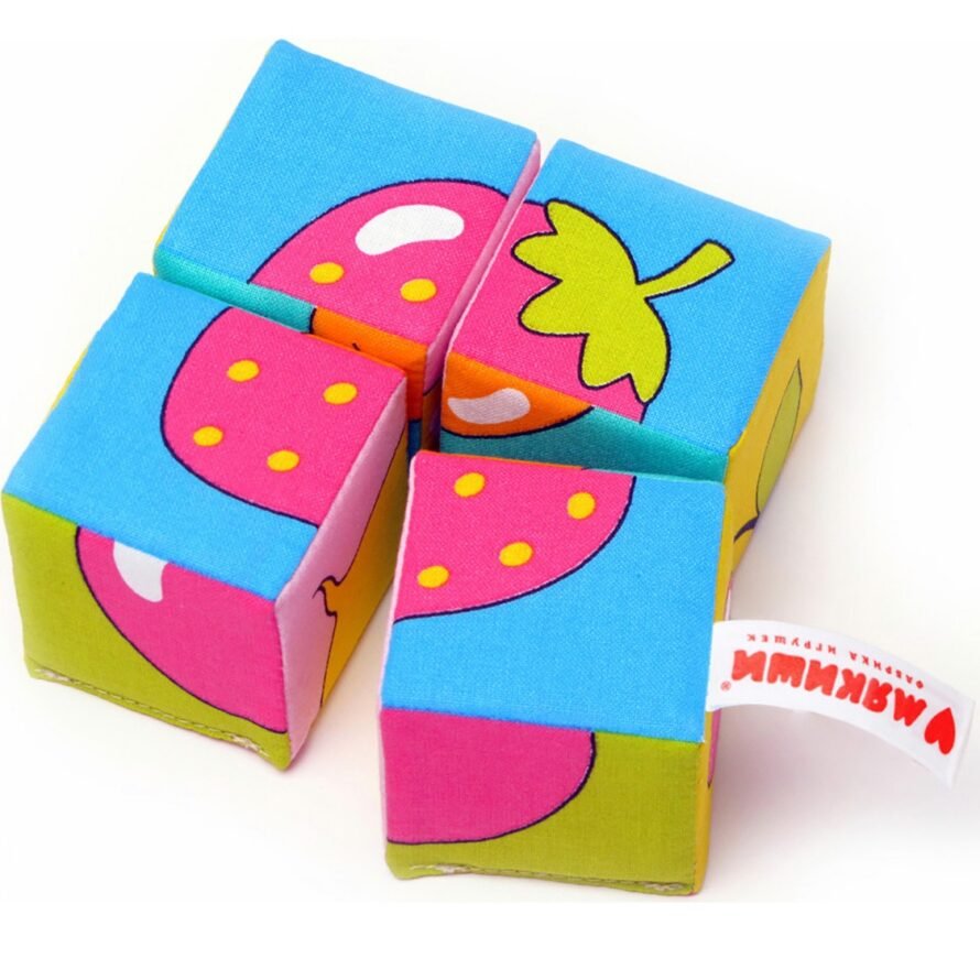Toy Myakishi “Collect the picture, Berries, Fruits, Vegetables”, 4 pieces, size 80x80x80 mm