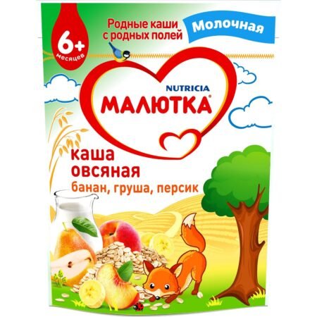 Каша Малютка молочная овсяная с фруктами, с 6 месяцев, 220 г