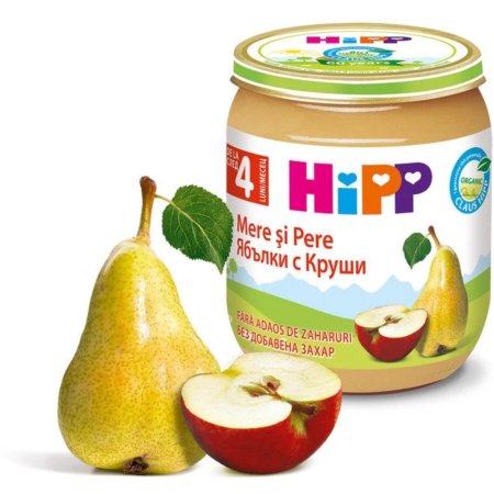 Hipp пюре яблоко груша, с 4 месяцев, 125 г