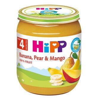 Hipp mashed banana, pear and mango 4 months 125 g