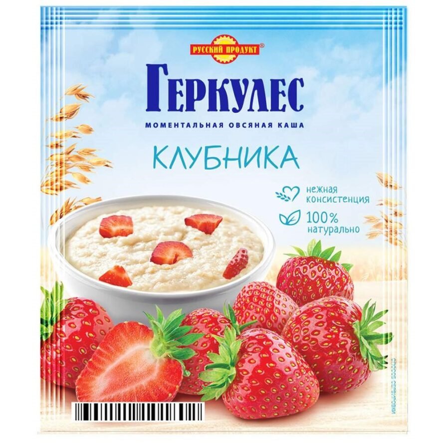 Rus məhsulu Herkule yulaf sıyığı, çiyələk, 1 yaşdan 35 q.