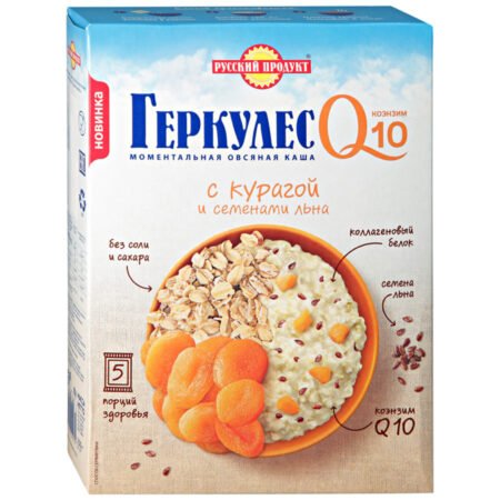 Русский Продукт Геркулес каша овсяная с Q10 курага семенами льна, с 1 года, 250 г
