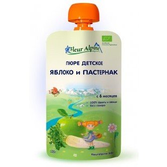 Пюре Fleur Alpine Яблоко и пастернак, с 6 месяцев, 120 г