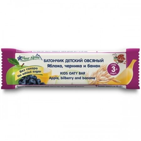 Fleur Alpine yulaf ezmesi bar alma, yaban mersini və banan ilə, 3 yaşdan, 23 q