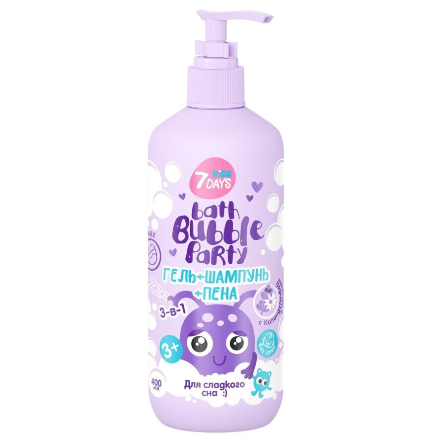 Vilenta, 7 Days Gel + Shampoo + Foam 3in1 Sweet Sleep with Calendula and Lavender 400 ml