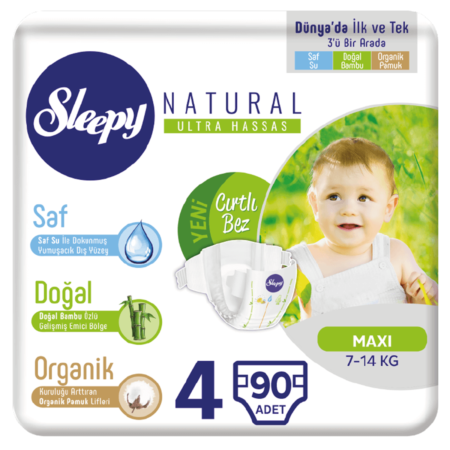 Sleepy подгузники Natural Ultra Sensitive 4 (7-14 кг) 90 шт.